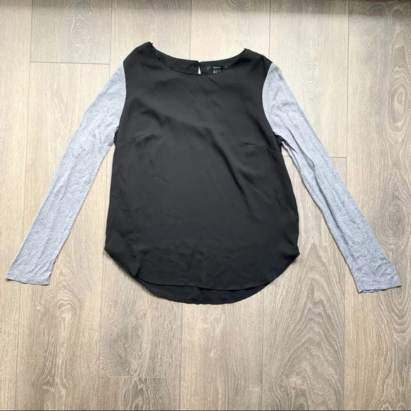 Forever 21 Women's Baseball Top Long Sleeve Sheer Black Grey Size Small - Picture 5 of 13